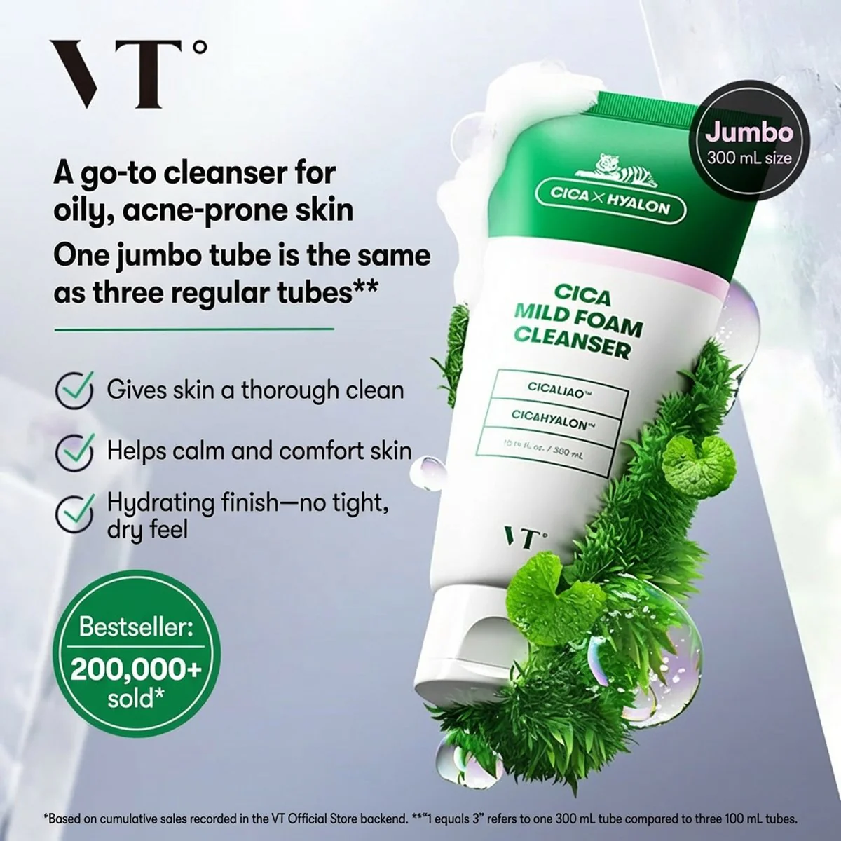 VT Cica Mild Foam Cleanser - 300ml - Image 3