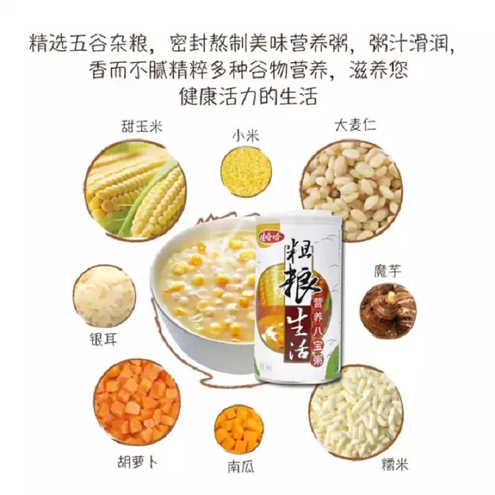 Wahaha Whole-Grain Eight-Treasure Congee 360g x 12 Cans - Babao Porridge - Image 2