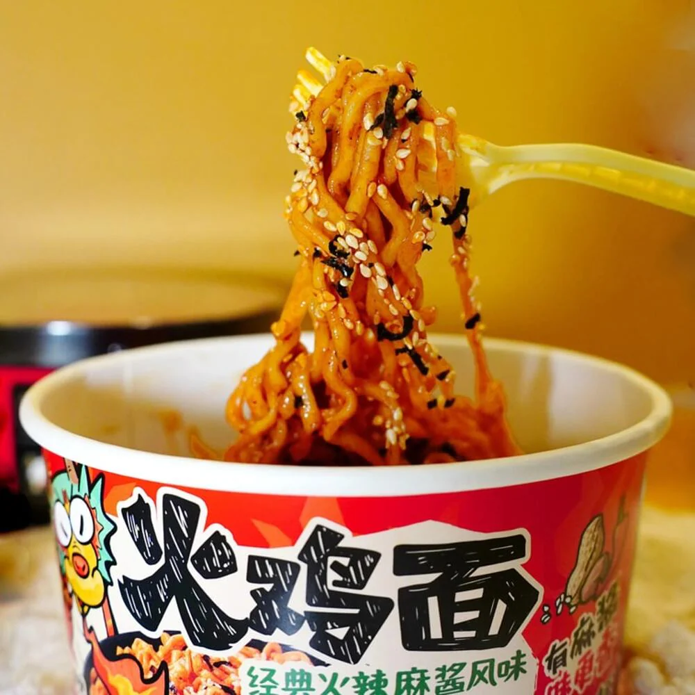 Wan He Hot Chicken Noodles – Classic Spicy Sesame Sauce 140g - Stir-Fry Dry Noodles - Image 3