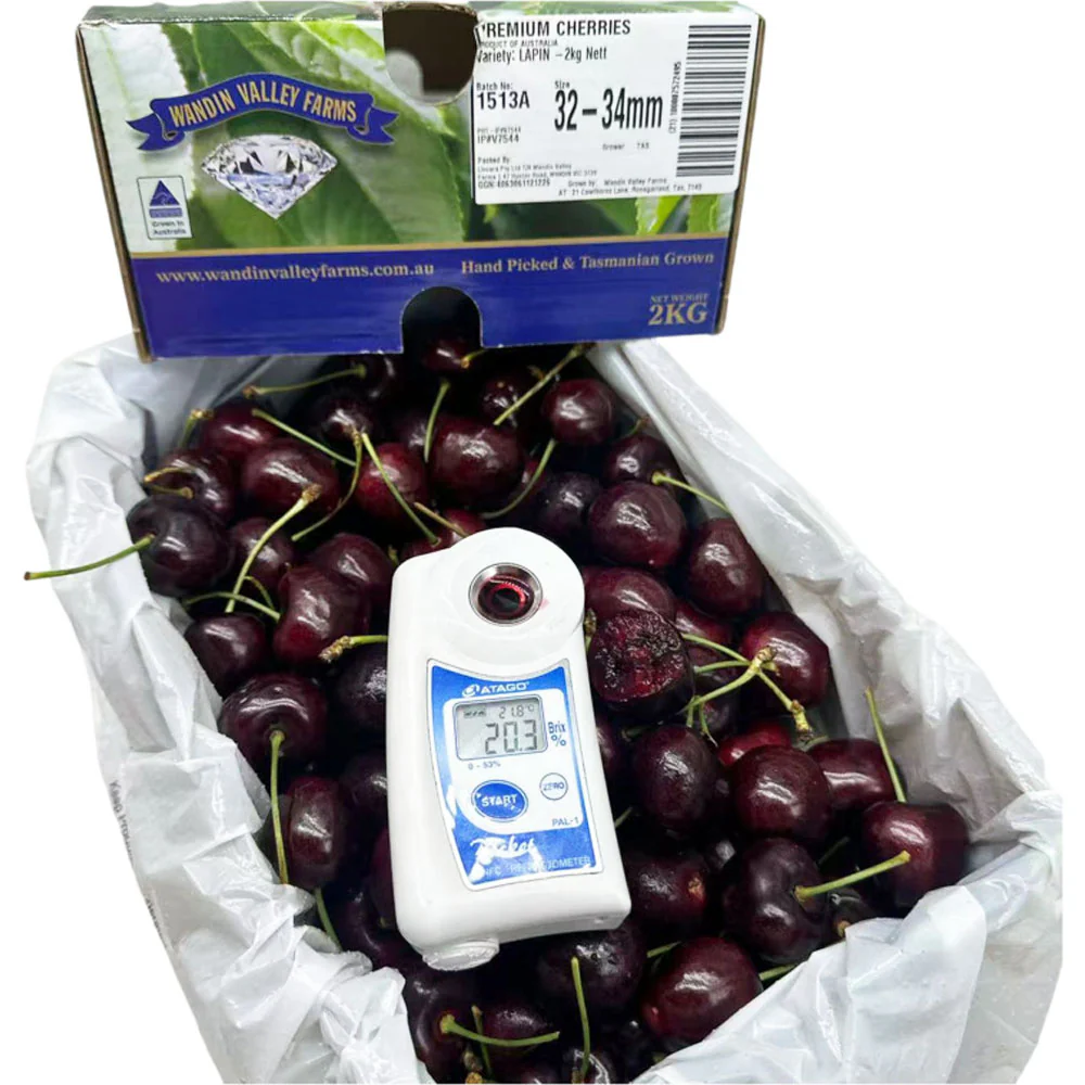 Wandin Valley Farms Tasmanian Lapin Cherries Gift Box 2kg – 32–34mm - Image 2