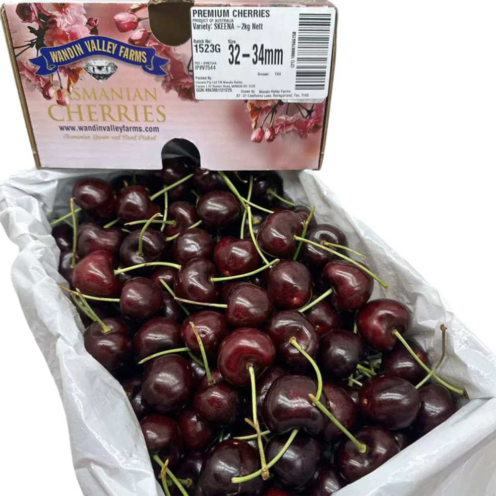 Wandin Valley Farms Tasmanian Skeena Cherries 32–34mm Gift Box 2kg