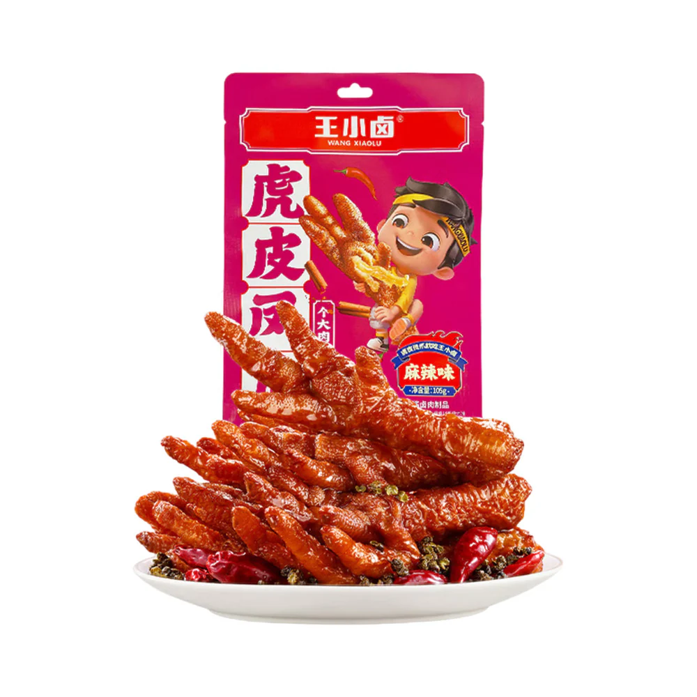 Wang Xiaolu Spicy Tiger Skin Chicken Feet 105g - Mala Chicken Feet Snack