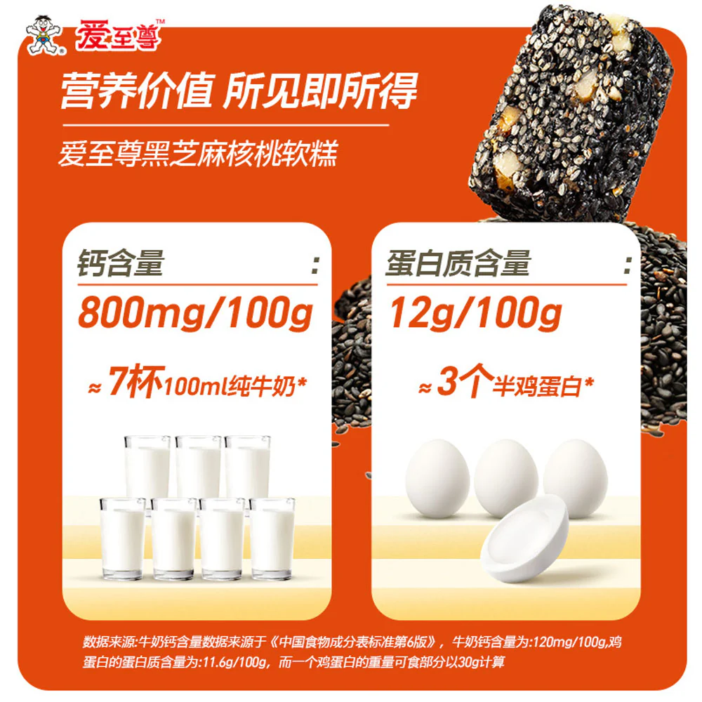 Want Want Ai Zhi Zun Black Sesame & Walnut Soft Cakes 135g - Image 2
