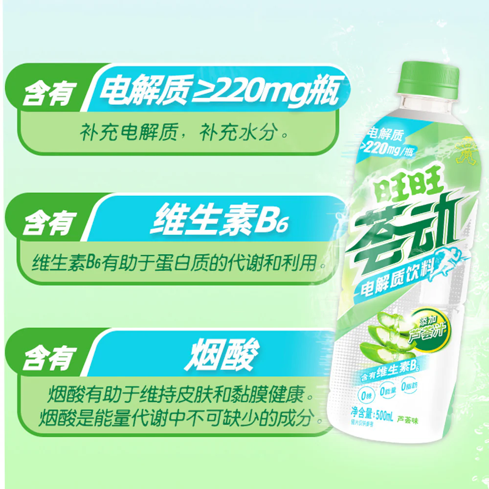 Want Want Electrolyte Drink – Aloe-Infused, Zero Sugar 500ml x 15 - Image 3