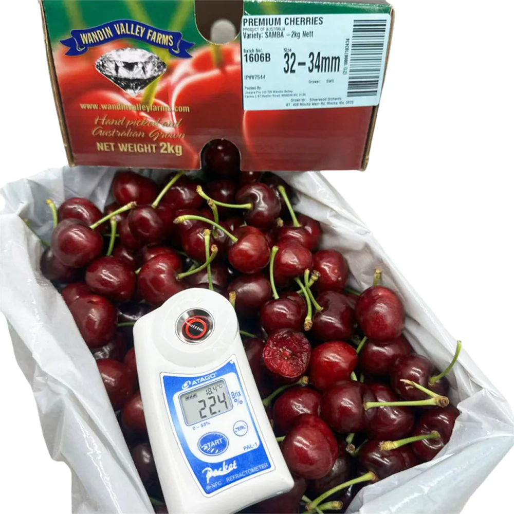 Warren Valley Farms Diamond Samba Cherries 32–34mm Gift Box 2kg - Image 2