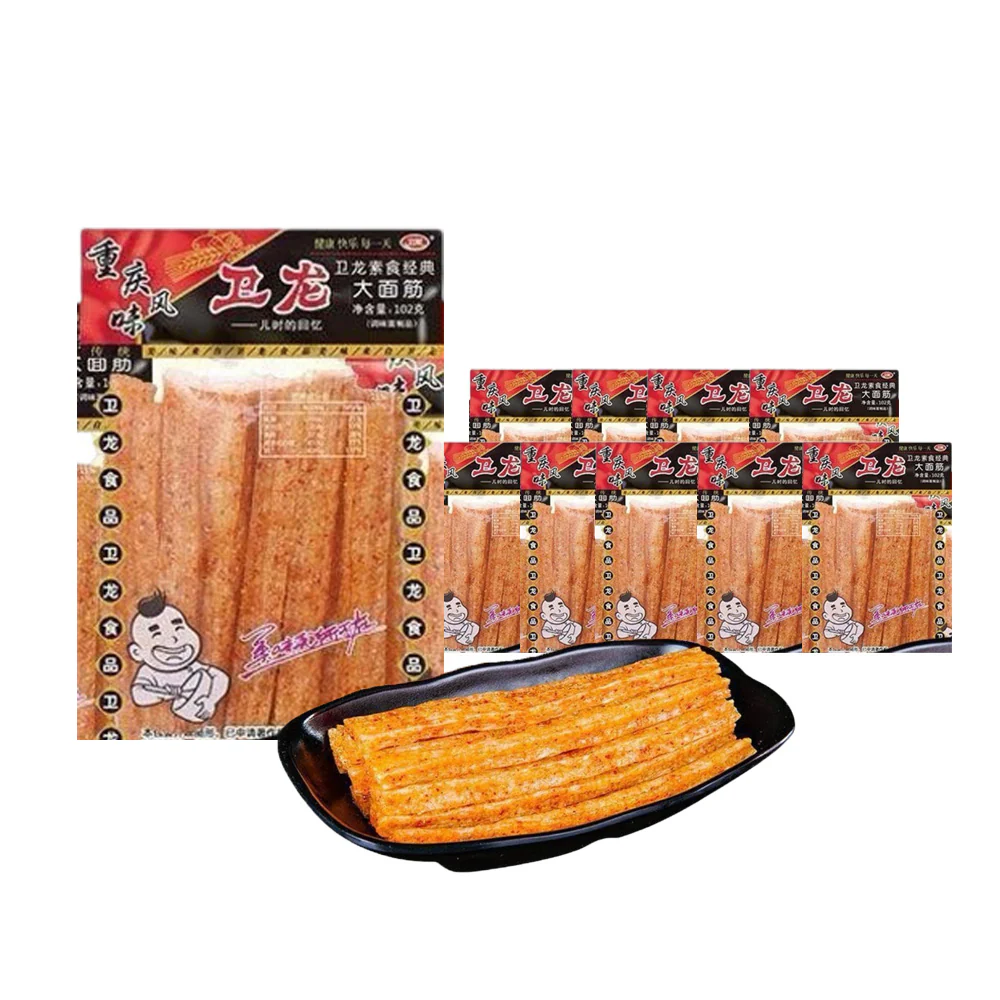 Weilong Big Wheat Gluten Snack – Chongqing Mala Flavour 102g - Spicy Wheat Gluten Sticks