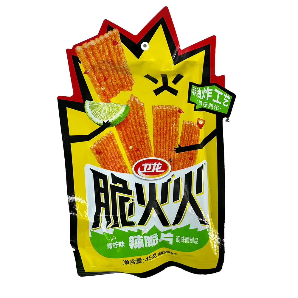 Weilong Crispy Fire Spicy Chips Lime Flavor - 45g