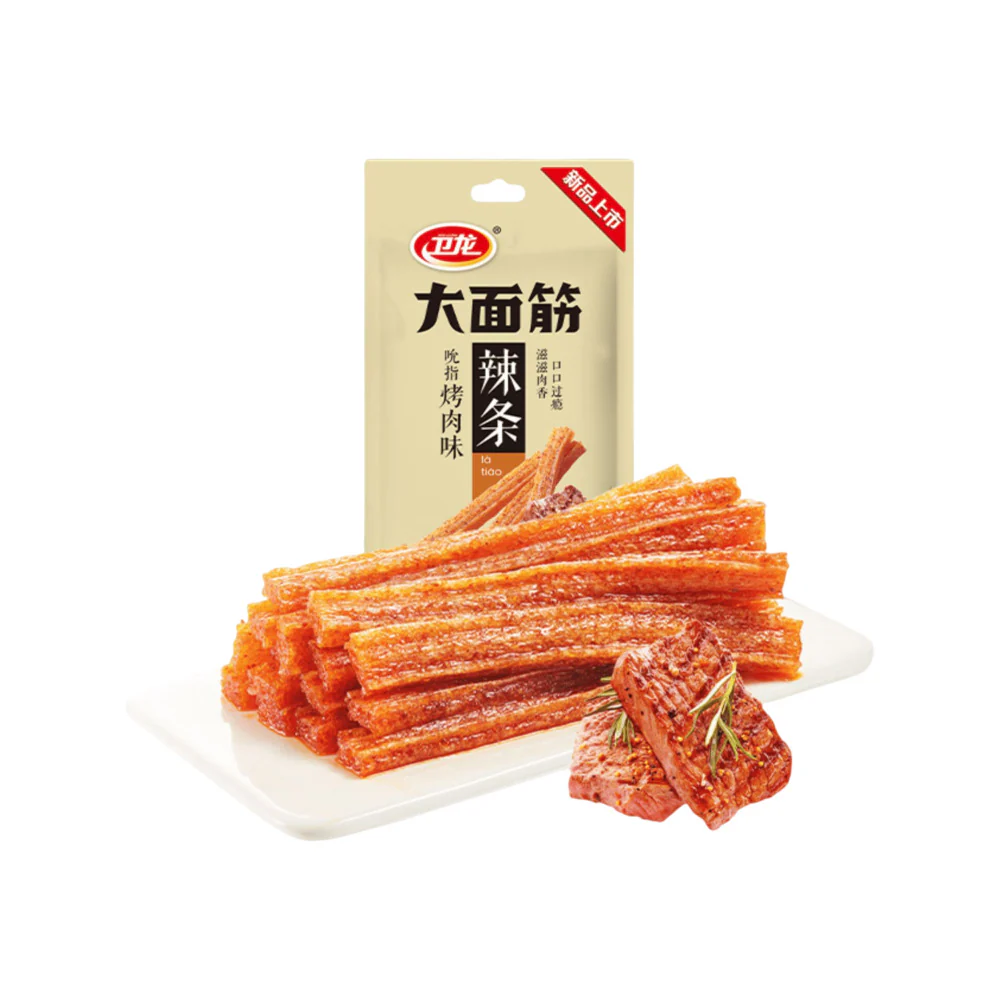 Weilong Spicy Gluten Sticks BBQ Flavour 106g - Chinese Wheat Gluten Snack (Latiao)