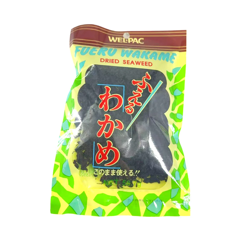 Wel-Pac Fueru Instant Cut Wakame Dried Seaweed 56.7g – Rehydrates Quickly for Soups & Salads