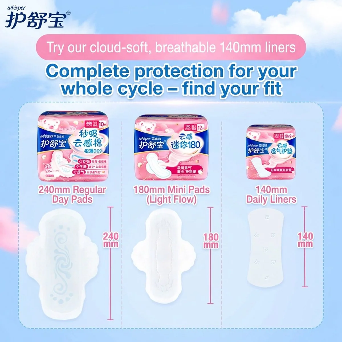 Whisper Breathable Pantyliners 140mm - 20 Pieces - Image 3