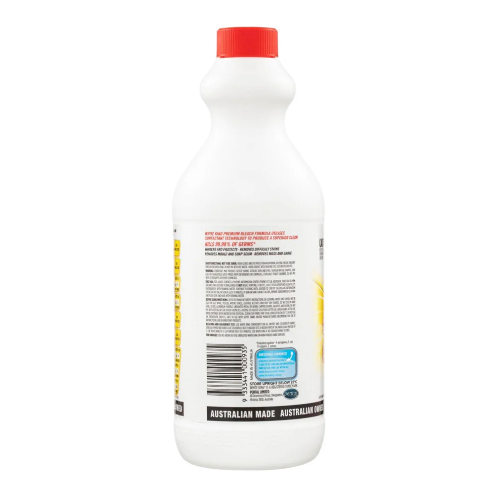White King Lemon Premium Bleach 1.25L - Hospital Grade Disinfectant Cleaner - Image 3
