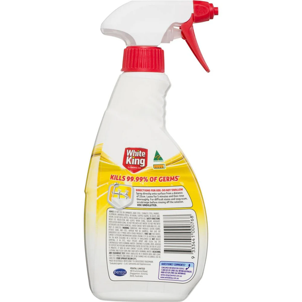 White King Ready to Use Lemon Bleach Spray 500mL - Image 2