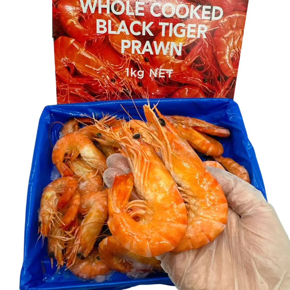 Whole Cooked Large Thai Sweet Black Tiger Prawns - Gift Box, 1kg