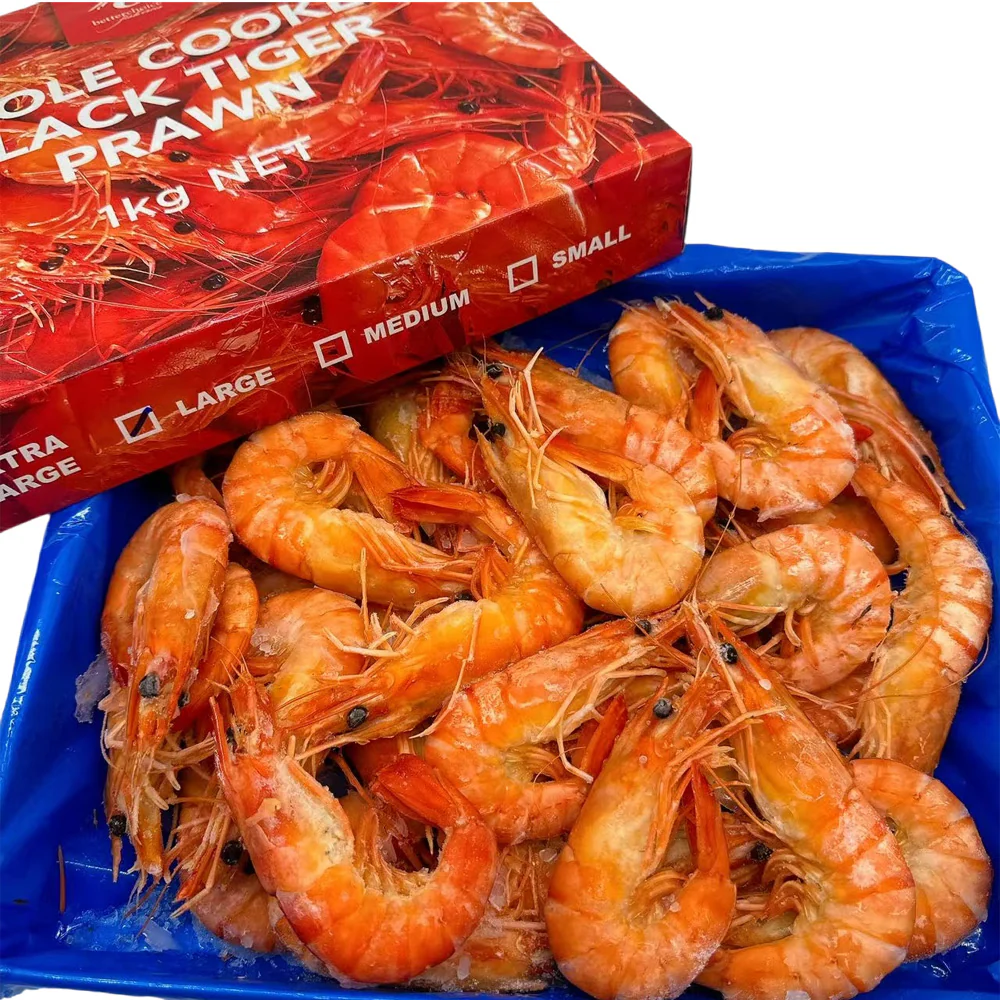 Whole Cooked Large Thai Sweet Black Tiger Prawns - Gift Box, 1kg - Image 2