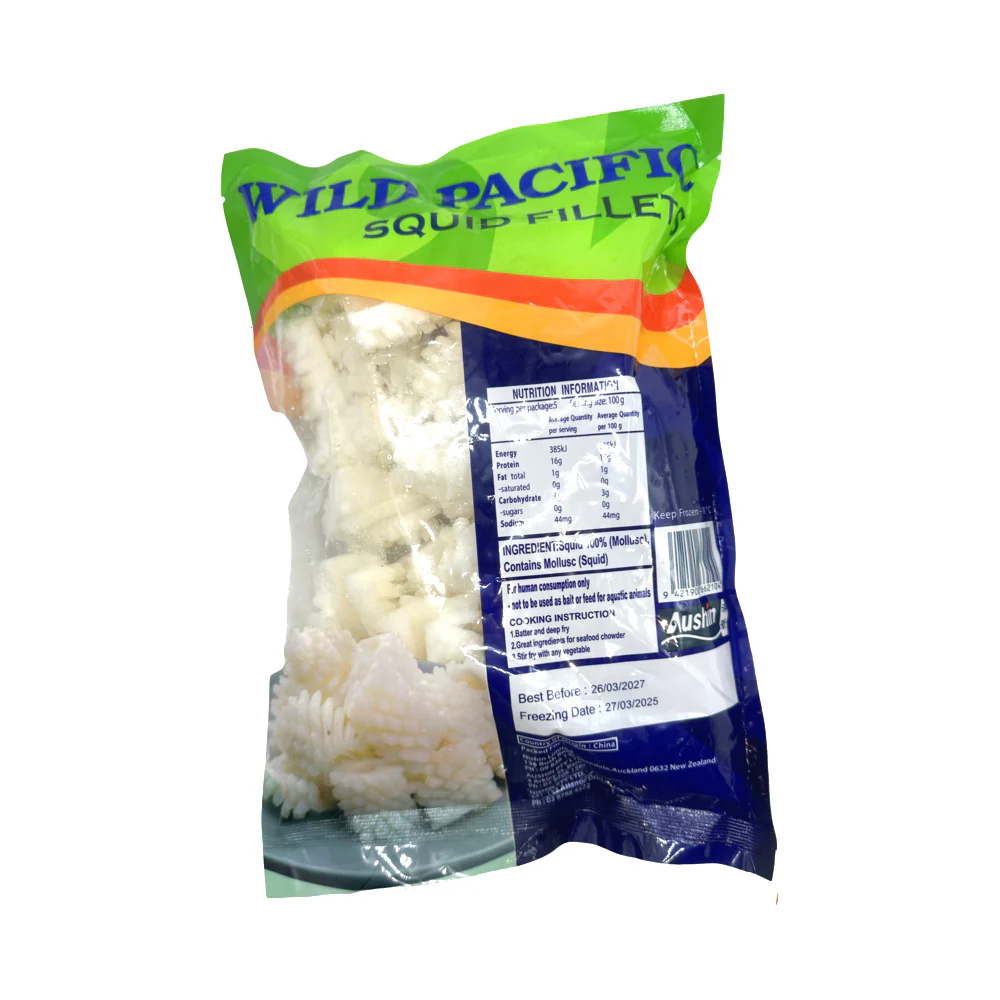 Wild Pacific Frozen Scored Squid Fillets 500g - Calamari Pieces - Image 2