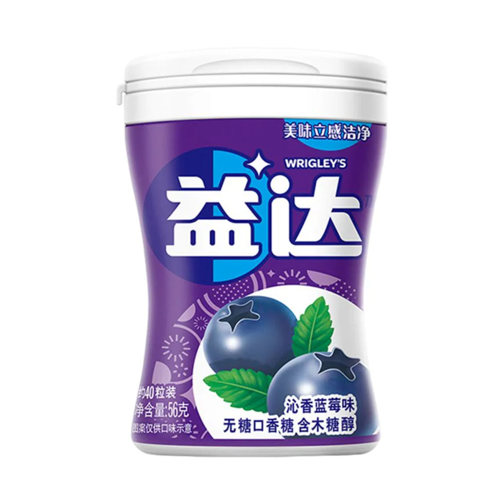 Wrigley's Yida Sugar-Free Chewing Gum – Blueberry Flavour 56g