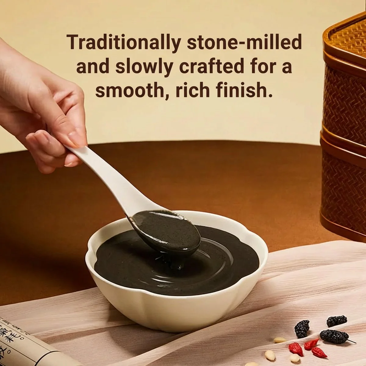 Wugu Mofang Eight-Treasure Instant Black Sesame Paste 180g x 8 Bowls – 1.44kg - Chinese Eight Precious Cereal Dessert - Image 4