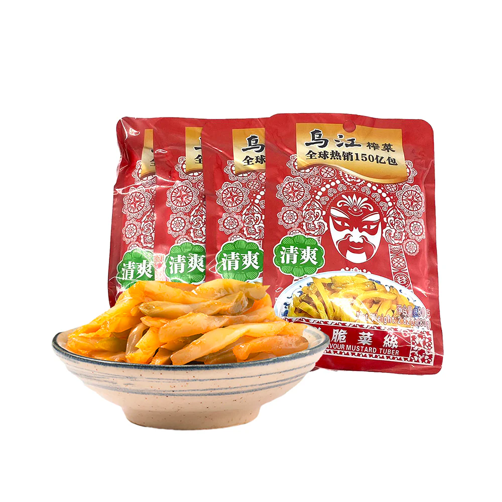 Wujiang Fresh and Crisp Pickled Mustard Shreds - 80g x 4 Packs