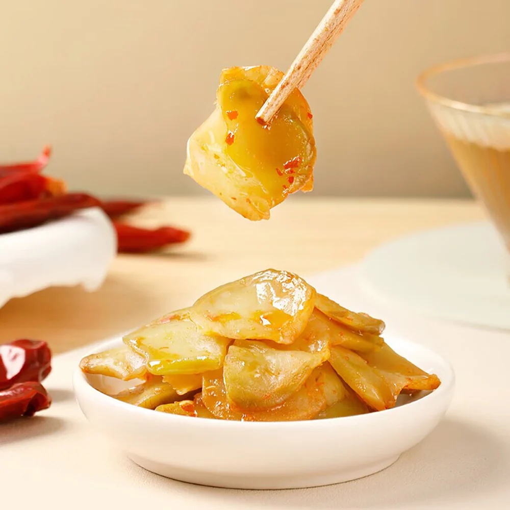 Wujiang Pickled Mustard Slices - Spicy & Sour - 80g x 4 Packs - Image 2