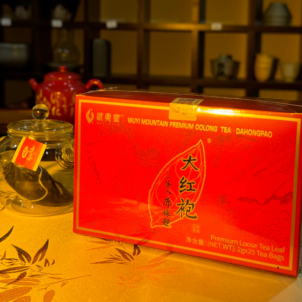 Wuyi Star Dahongpao Oolong Tea Bags – Whole Leaf Rock Tea, 25 Sachets (50g) - Image 2