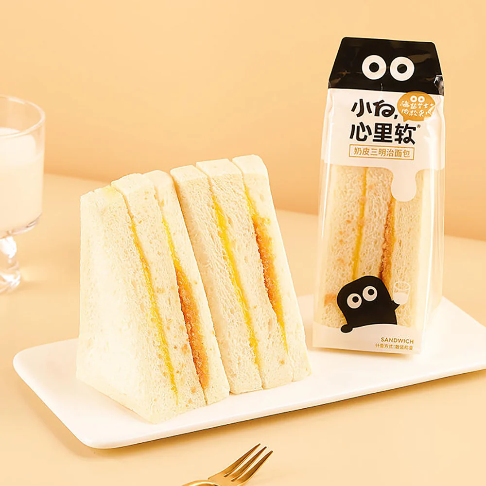 Xiaobai Soft Heart Milk Sandwich Bread with Sea Salt Cheese and Pork Floss Filling - 65g - Image 2