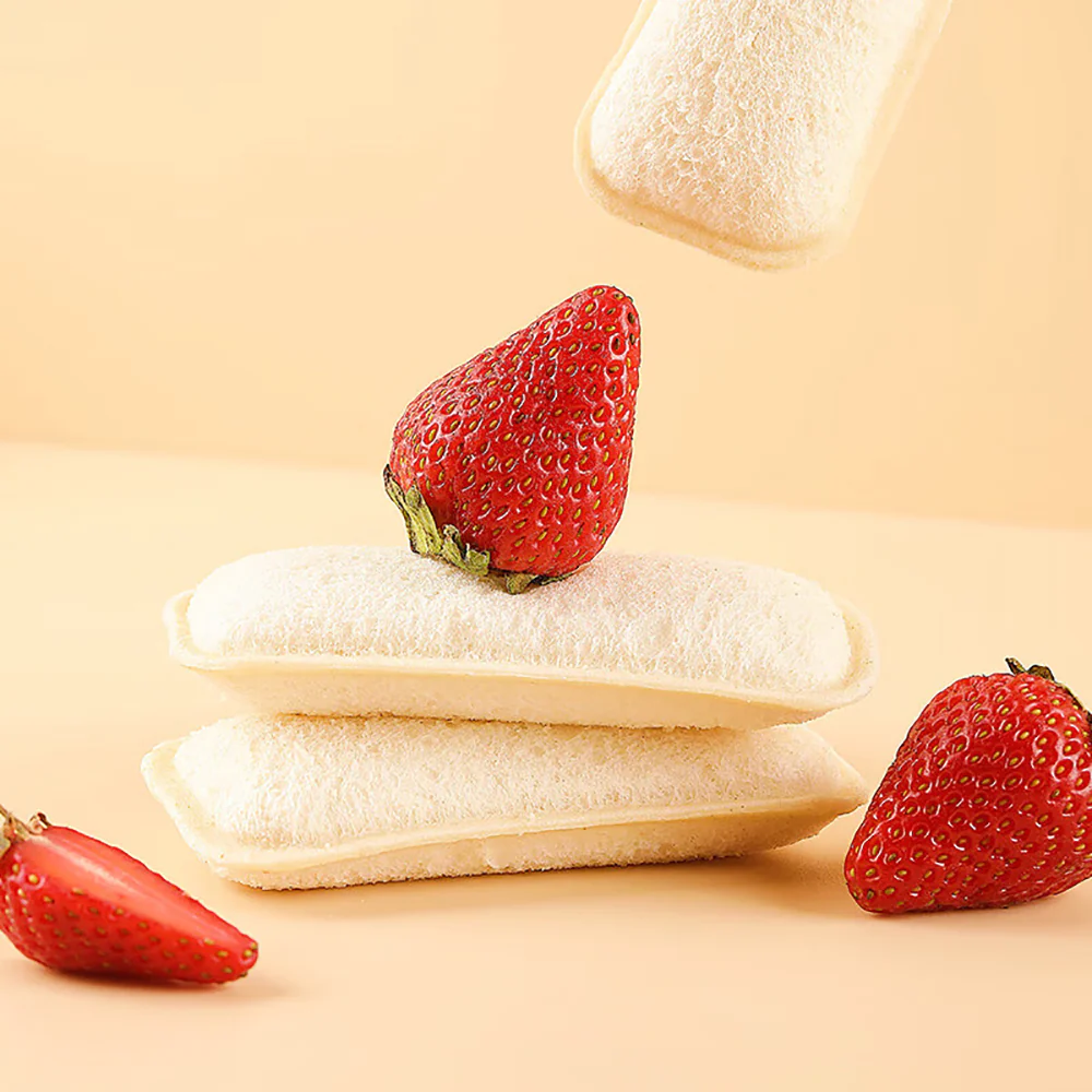 Xiaobai Xinli Ruan Strawberry Flavored Pocket Bread - 4 Pieces, 76g - Image 3
