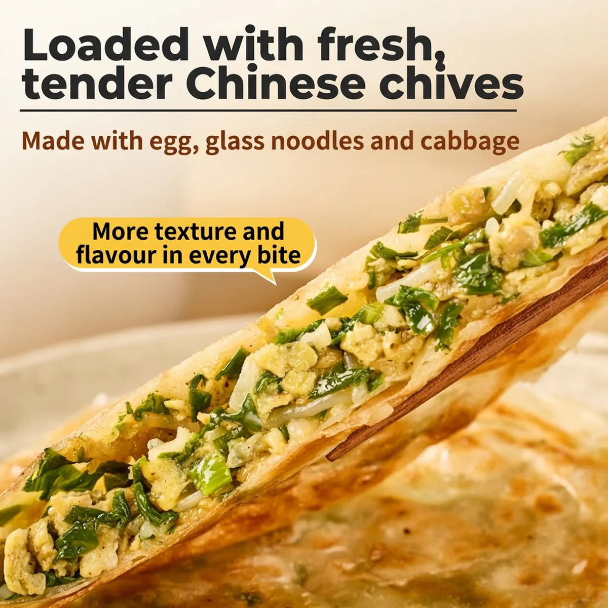 Xibei Kungfu Dishes Flaky Chinese Chive & Egg Stuffed Pancake 200g - Chinese Stuffed Flatbread - Image 4