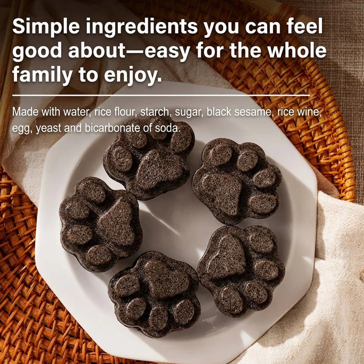 Xibei Kungfu Frozen Black Sesame Rice Cakes – 200g - Paw-Shaped Glutinous Rice Treat - Image 4