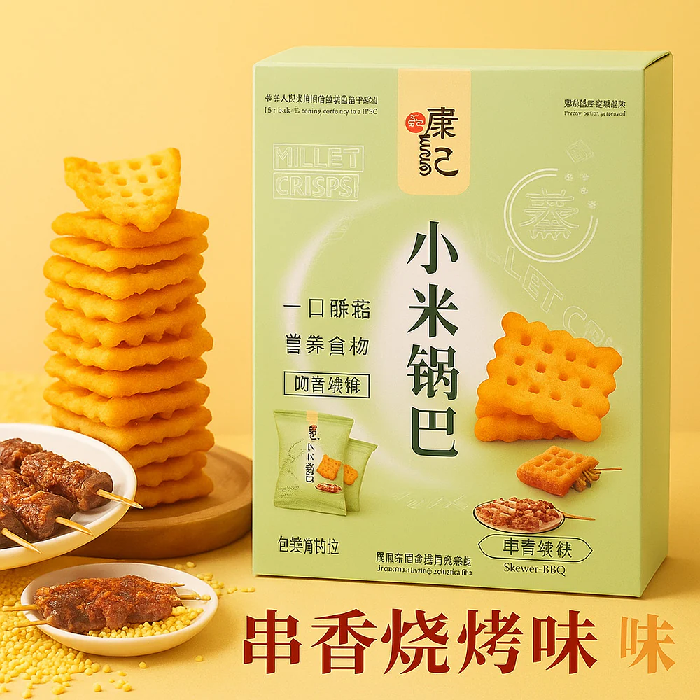 Xuntangji Millet Crisps (Guoba) – Skewer-BBQ Flavor 300g - Image 2