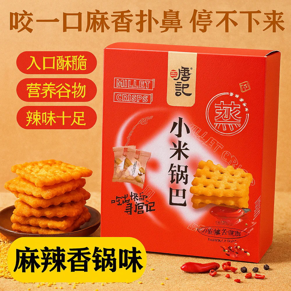 Xuntangji Millet Crisps - Mala Spicy Hot Pot Flavor 300g - Image 2