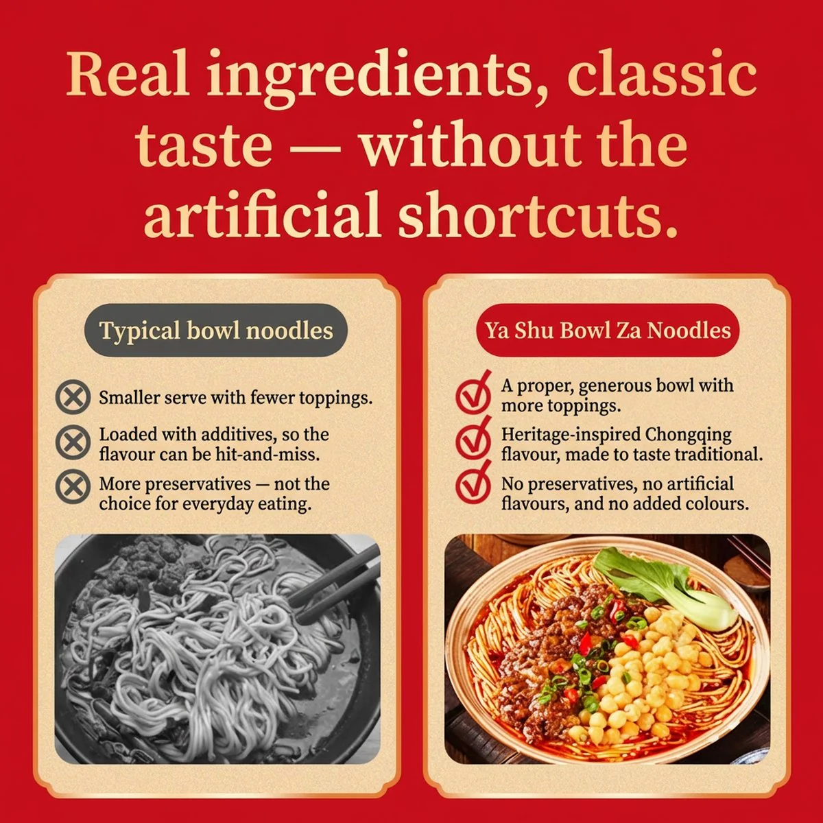 YASHU Chongqing Wanza Noodles 245g - Pea & Minced Meat Sauce - Image 4