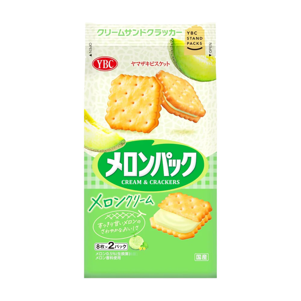 YBC Melon Pack Melon Cream Sandwich Crackers 156g (16 Pieces, 8×2 Packs)
