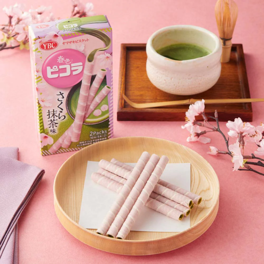 YBC Sakura Matcha Flavored Egg Rolls - 49g - Image 3