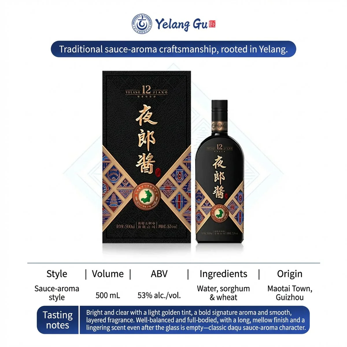 Yelang Jiang 12-Year Moutai-Style Baijiu 53% 500ml - Image 5