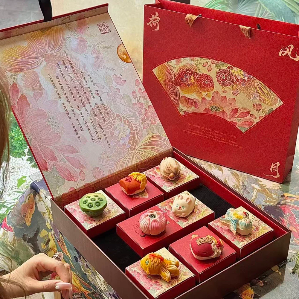 YOONA Baking Lotus Breeze Mid‑Autumn Mooncake Gift Box – 8 Pieces with Gift Bag - Image 2