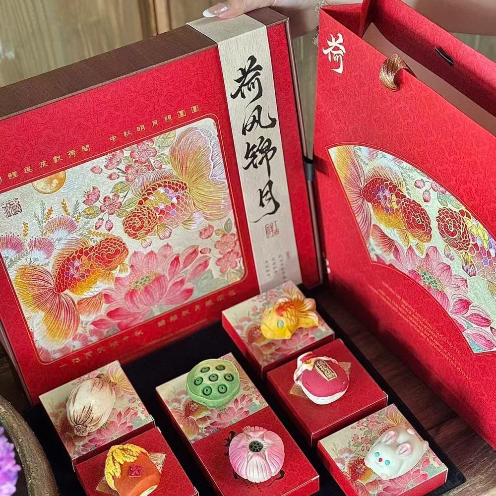 YOONA Baking Lotus Breeze Mid‑Autumn Mooncake Gift Box – 8 Pieces with Gift Bag - Image 5