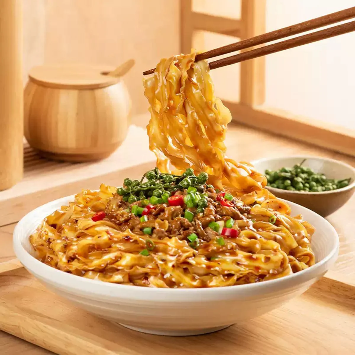 You Ni Yi Mian Handcrafted Sun‑Dried Chili Oil Tossed Noodles 105g - Sichuan-Style Spicy Noodles - Image 2