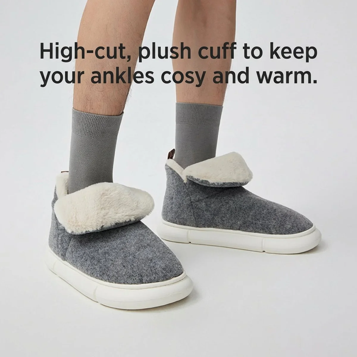 Youdiao Full-Felt Wool Cotton Slippers - Meteorite Gray (Size 42-43) - Image 2