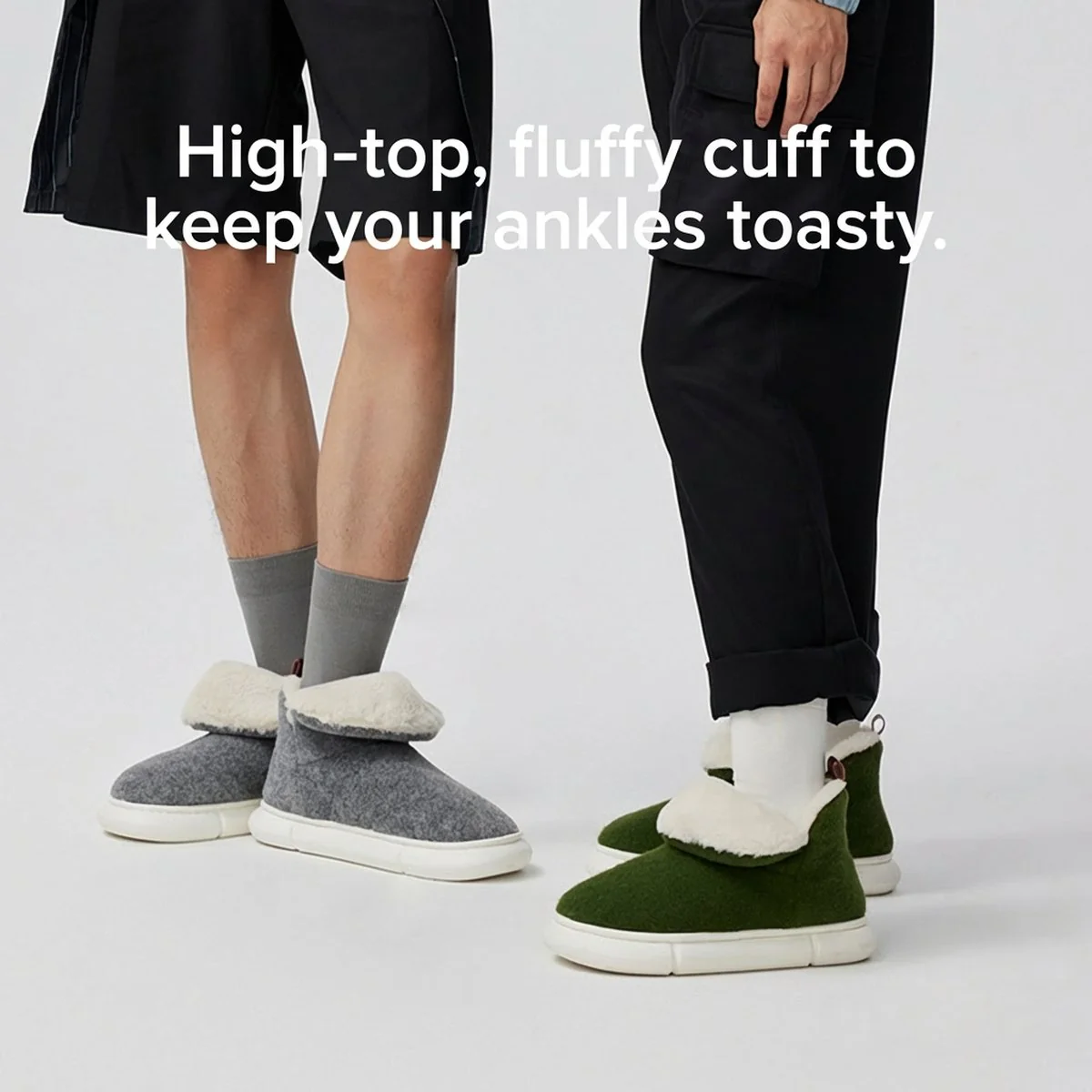 Youdiao Full-Felt Wool Cotton Slippers - Meteorite Gray (Size 42-43) - Image 3