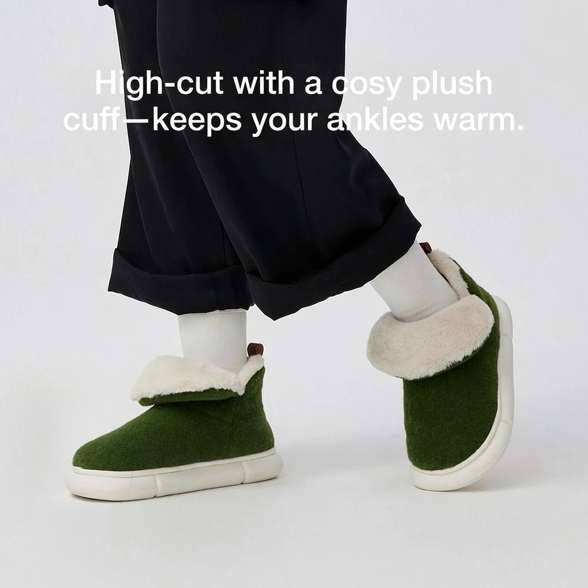 Youdiao Full-Felt Wool Cotton Slippers - Meteorite Gray (Size 42-43) - Image 5