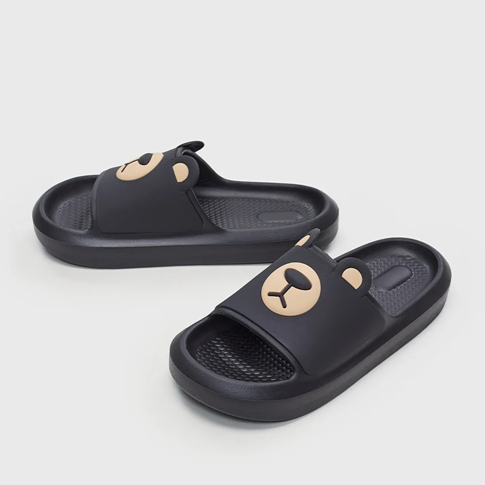 YouDiao Home Slippers with Bear Pattern - Black, Size 40-41 - Image 2
