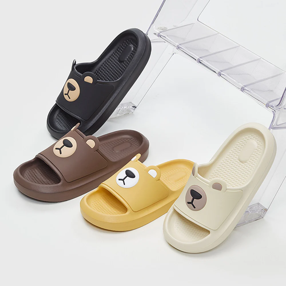 YouDiao Home Slippers with Bear Pattern - Black, Size 40-41 - Image 4