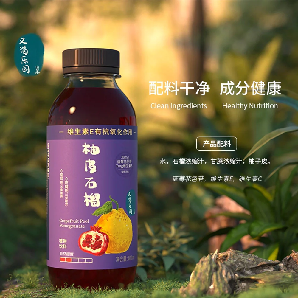 Youke Paradise Grapefruit Peel & Pomegranate Fruit Water – 400ml x 12 Bottles - Image 2