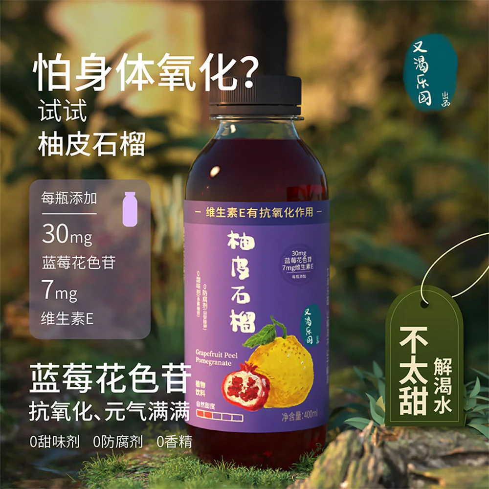 Youke Paradise Grapefruit Peel & Pomegranate Fruit Water – 400ml x 12 Bottles - Image 5