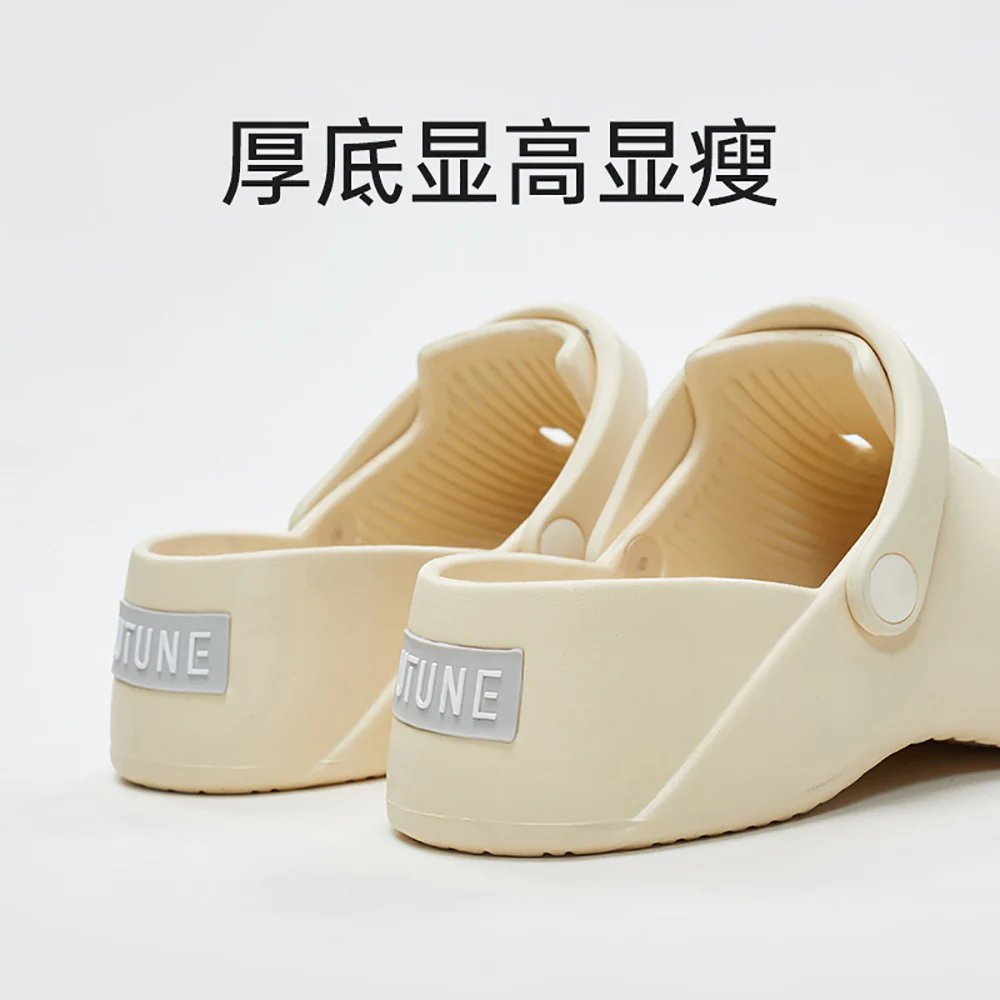 YouTune Thick-Soled Convertible Mules - Cream White, Size 37-38 - Image 5