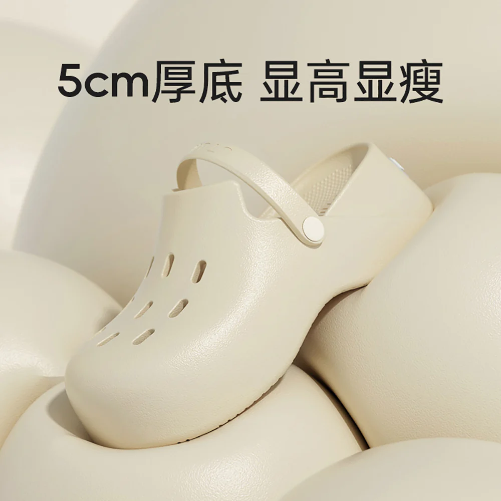 YouTune Thick-Soled Two-Way Mules - Cream White, Size 35-36 - Image 2