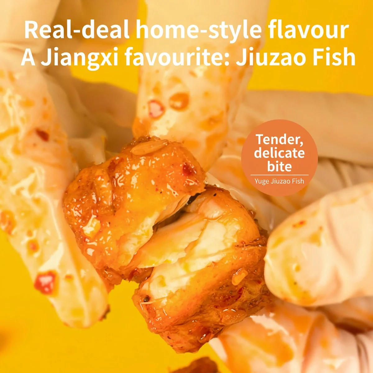 Yu Ge Spicy Jiuzao Fish Snack 100g - Rice-Fermented Fish Bites - Image 3