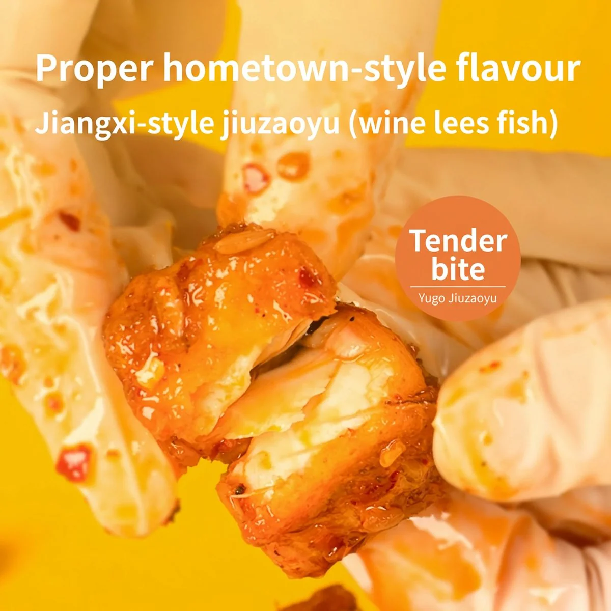Yuge Spicy Jiuzao Fish Snack 100g - Chinese Rice-Wine Marinated Fish - Image 3