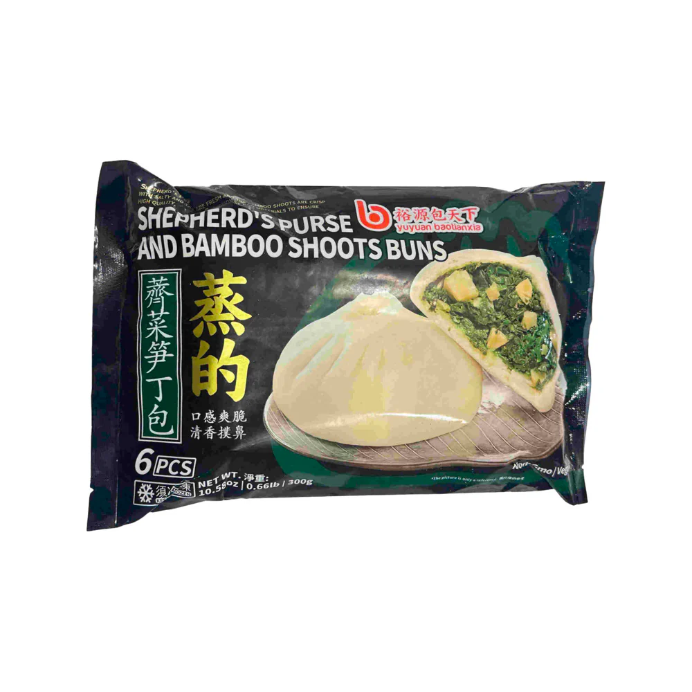 Yuyuan Shepherd's Purse & Bamboo Shoots Steamed Buns 300g – 6 Pieces