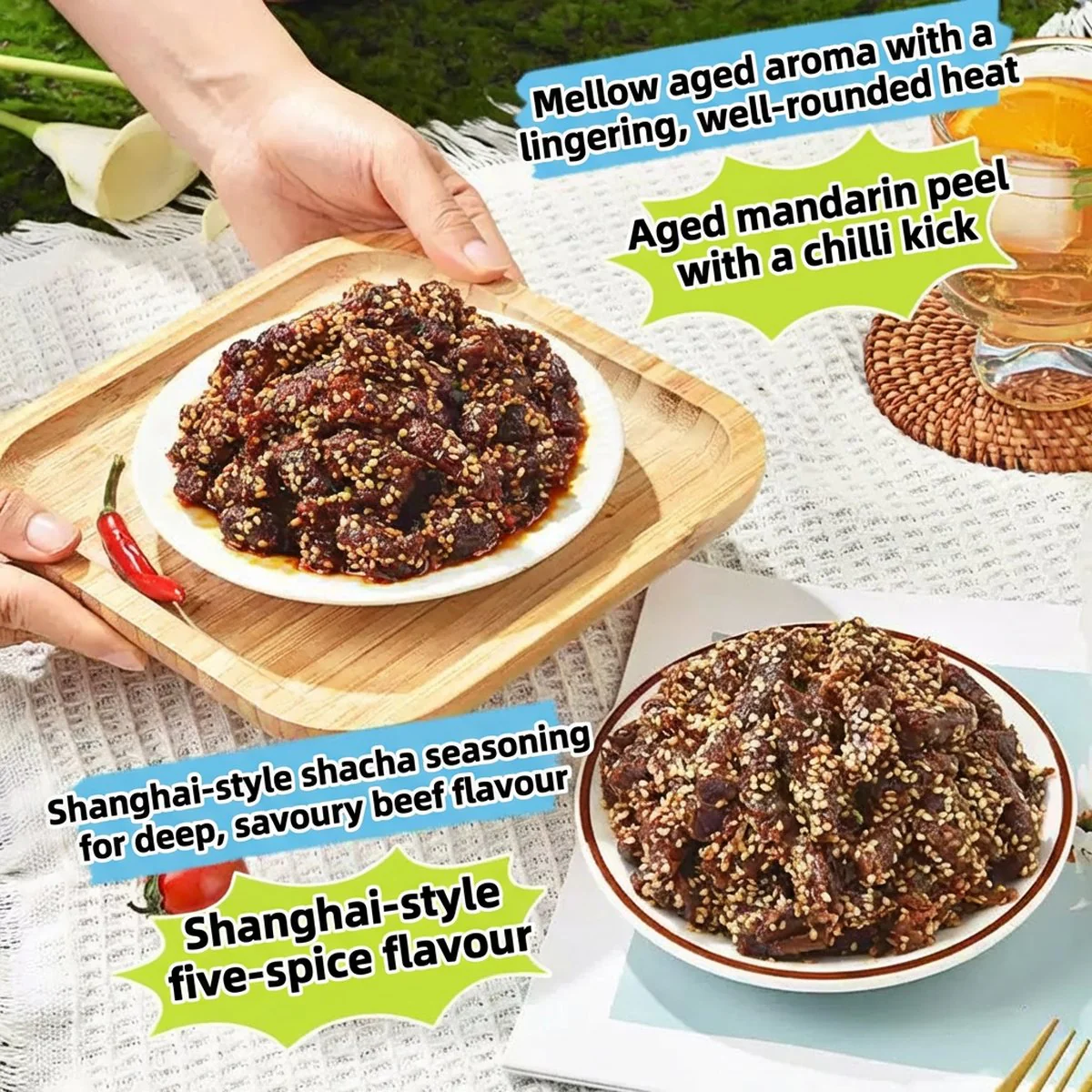 Zhangfei Spicy Beef Strips with Tangerine Peel 45g – Sichuan-Style Cold-Eat Beef Snack - Image 2
